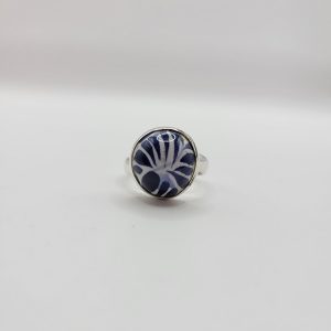 anillo plata talavera azul